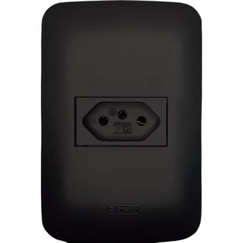 INT 1 TECLA C/ 2 TOMADAS 10A CANOA BLACK - ROMAZI