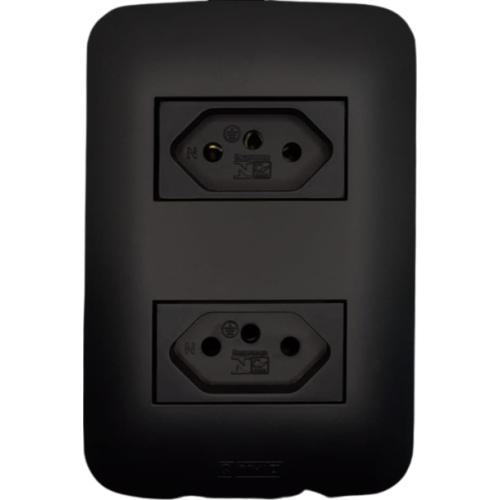 あぬ様　ブラック2 INT 1 TECLA C/ 2 TOMADAS 10A CANOA BLACK - ROMAZI
