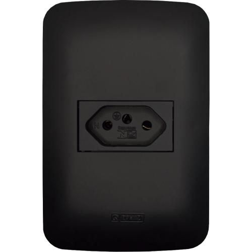 INT 1 TECLA C/ 2 TOMADAS 10A CANOA BLACK - ROMAZI