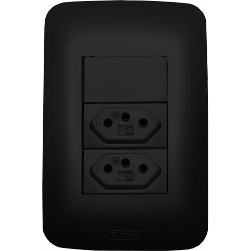 INT 1 TECLA C/ 2 TOMADAS 10A CANOA BLACK - ROMAZI
