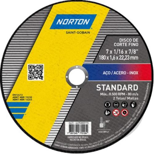 DISCO DE CORTE 7'' X 1.6 X 22MM STANDARD - NORTON