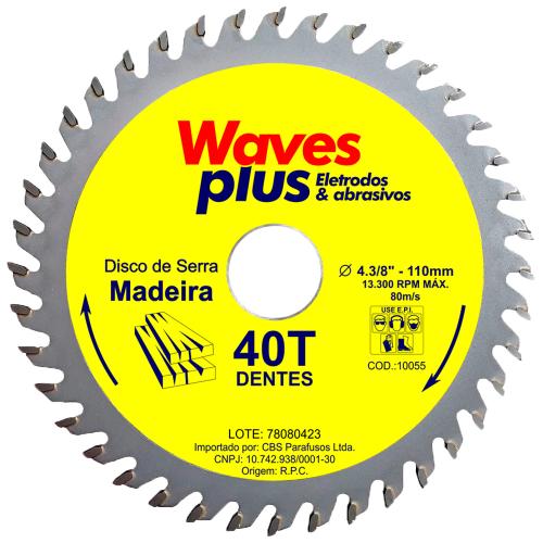 DISCO SERRA P/MAD.110MM(4.3/8) 40D WAVES - WAVES